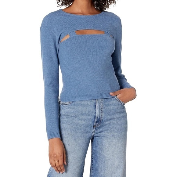 The Drop Women's Nomi Cropped Sweater Top Womens Size Medium Blue - Picture 3 of 12